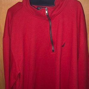Red and navy blue Nautica Zip-up pull over sweater